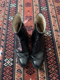 vintage 黒レザーサイドジッパーブーツ