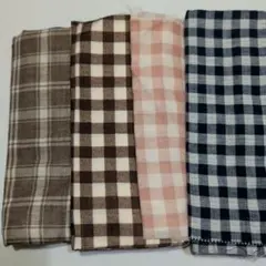 新品未使用■ダブルガーゼ チェック 生地4点セット まとめ売り