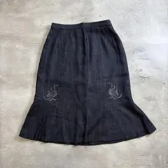 スカート マーメイドスカート 刺繍デザイン ミモレ丈 ひざ丈 日本製のサムネイル