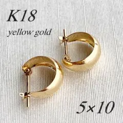 C070901) K18 YG 750刻印 Italy フープピアス - メルカリ