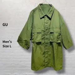 GU ジーユー ユーティリティオーバーサイズシャツ（半袖） L オリーブ