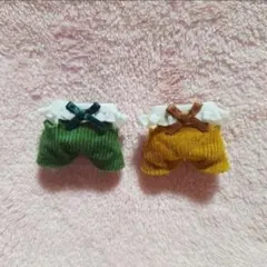 赤ちゃんお洋服　コーデュロイ２着セット　アイビーグリーン•イエロー①