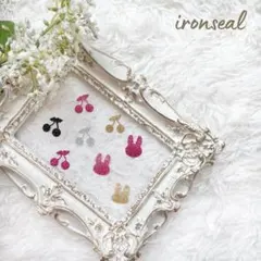 30枚さくらんぼワッペン うさぎワッペン アイロンシール アイロンシート