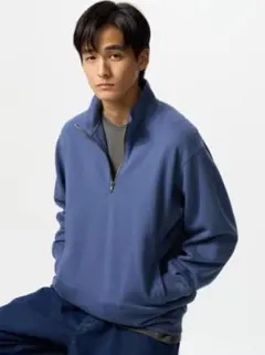UNIQLO ハーフジップスウェットシャツ ブルー size　L