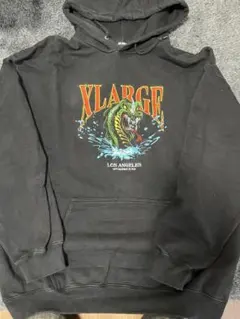 XLARGE スネークプリント プルオーバーパーカー ブラック
