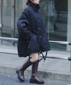 カスタネ/キルティングリバーシブルコート 黒 size1