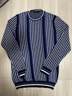 【レア美品】DIESEL BLACK GOLD ニットセーター 青白黒柄