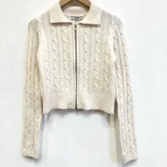 新品　タグ付き　ダブルジップ　アイボリー ジッパー付き ケーブルニット M