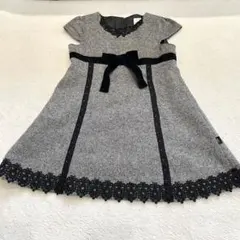 美品　組曲　クミキョク　グレー ベロアリボン　レース付き ワンピース 120