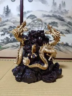 ○開運 龍神 龍 木彫り 双龍 置き物 - メルカリ
