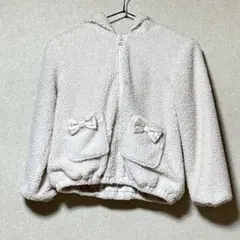 ピューピルハウス キッズ130 白 ボアフリースパーカー 厚手 秋冬向 あったか