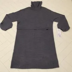 グレー タートルネック ワンピース M~L マタニティ ニット