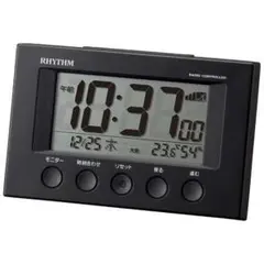 ■RHYTHM 8RZ166SR02 電波デジタル置き時計 ブラック