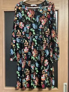 ZARA KNIT 花柄刺繍　チュニックワンピース