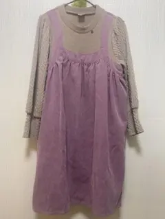 【完売】petit main コーデュロイドッキングワンピース　切替ワンピース