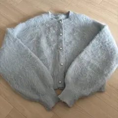 coca モヘアタッチパールカーディガン ライトブルー 水色 ふわふわ