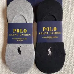 新品ポロラルフローレン レディースフットカバー 靴下 黒3足、グレー3足のセット