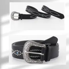 ウエスタンベルト ブラック スタッズベルト アメカジ Y2K ユニセックス