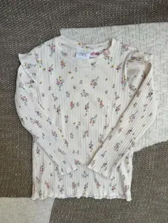 ZARA ザラキッズ　花柄フリルリブ長袖Tシャツ 104 カットソー