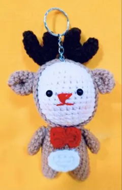 レア昭和レトロ編みぐるみトナカイ鹿サル人形マスコットキーホルダーあみぐるみ