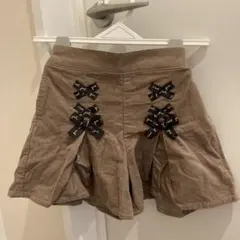 any FAMリボン付きベージュコーデュロイハーフパンツ 110cm