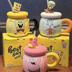 スポンジボブ ストロー 蓋付き マグカップ イカルド パトリック