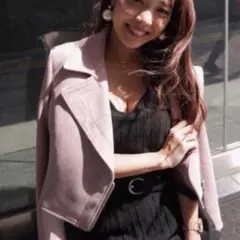 rienda ストレッチFスエードライダースジャケット ピンク