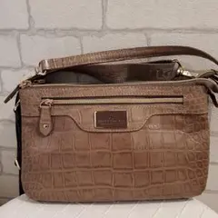 クロコダイル片押しレザーマルチ多機能ポシェット