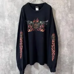 USA製 HARLEY-DAVIDSON L/S Tシャツ フレイム 袖プリ