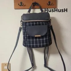 HusHusH ハッシュアッシュ　リュック チェック柄 ネイビー　小ぶりのサムネイル
