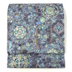 ☆専用☆未使用品 名古屋帯 塩瀬 くすみブルー 唐花 長さ3m64cm 正絹
