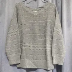 GLOBAL WORK Vネックニット 長袖 グレー M