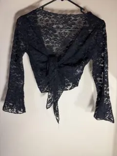 ブラックー レース クロップドカーディガン