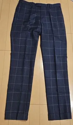 green label ネイビー チェック柄 スラックス テーパード
