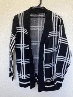 チェック柄ニットカーディガン