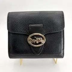 COACH コーチ二つ折り財布 黒 ブラック レザー 馬車 ホースキャリッジ