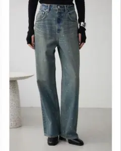 AZUL DENIM ラインストーンワイドデニム　S