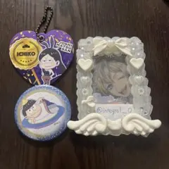 おそ松さん 一松 カラ松 ラバーキーホルダー 缶バッジ