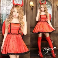 sugar コスプレ　ハロウィン　クリスマス　デビル　小悪魔　赤　S サンタ