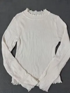 GRL ホワイト リブ編み 長袖Tシャツ L