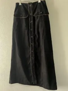 レトロガール黒のボタン付きタイトスカート Fサイズ