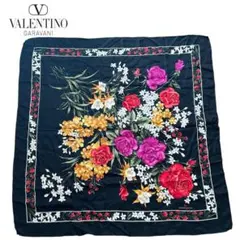 VALENTINO GARAVANI 薔薇 花柄大判スカーフ/ブラックのサムネイル