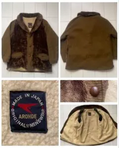 美品 70s 80s 日本製 肉厚 ボア BOA ニット ジャケット コート L