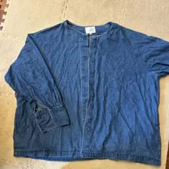 ノーカラー デニムジャケット