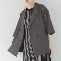 【美品】ローリーズファーム ドライタッチルーズジャケット チャコールのサムネイル
