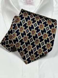 Brooks Brothersネクタイ⑬ 紺地に操舵輪・小紋総柄 USA製