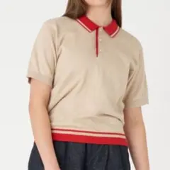 LEVI'S 半袖ポロシャツ M ベージュ/赤のサムネイル