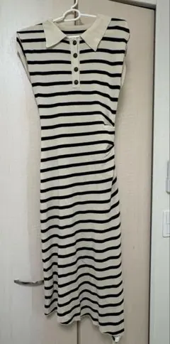 ストライプ ポロシャツスタイル ミニワンピース S SHEIN