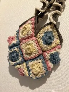 ハンドメイド　グラニースクエア　バック　お花　かばん