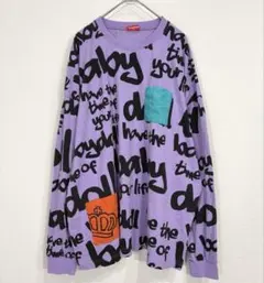 ベビードール【XL】長袖Tシャツ カットソー 総柄 胸ポケット